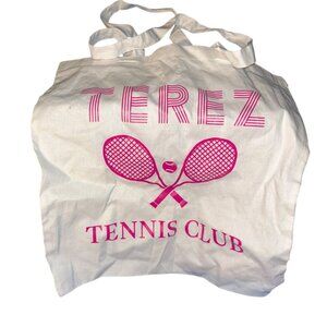 Terez Tennis Club NEW white cotton pink raquets reusable tote bag